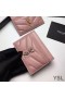 Yves Saint Laurent Monogram Card Case In Matelasse Lambskin Pink/Silver