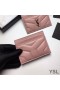 Yves Saint Laurent Monogram Card Case In Matelasse Lambskin Pink/Silver