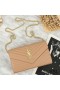 Yves Saint Laurent Monogram Chain Wallet In Grained Matelasse Leather Apricot/Gold
