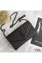 Yves Saint Laurent Monogram Chain Wallet In Grained Matelasse Leather Black