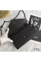 Yves Saint Laurent Monogram Chain Wallet In Grained Matelasse Leather Black