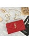 Yves Saint Laurent Monogram Chain Wallet In Grained Matelasse Leather Red/Gold