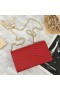 Yves Saint Laurent Monogram Chain Wallet In Grained Matelasse Leather Red/Gold