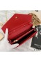 Yves Saint Laurent Monogram Chain Wallet In Grained Matelasse Leather Red/Gold