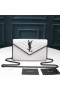 Yves Saint Laurent Monogram Chain Wallet In Grained Matelasse Leather White/Black