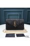 Yves Saint Laurent Monogram Chain Wallet In Mixed Grained Matelasse Leather Black/Gold