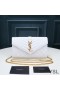 Yves Saint Laurent Monogram Chain Wallet In Mixed Grained Matelasse Leather White/Gold