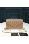 Yves Saint Laurent Monogram Chain Wallet In Textured Matelasse Leather Apricot/Gold