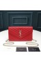 Yves Saint Laurent Monogram Chain Wallet In Textured Matelasse Leather Red/Gold