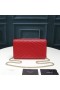 Yves Saint Laurent Monogram Chain Wallet In Textured Matelasse Leather Red/Gold
