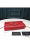 Yves Saint Laurent Monogram Chain Wallet In Textured Matelasse Leather Red/Gold