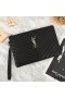 Yves Saint Laurent Monogram Clutch In Matelasse Leather Black/Silver