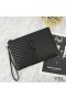 Yves Saint Laurent Monogram Clutch In Matelasse Leather Black