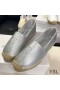Yves Saint Laurent Monogram Espadrilles In Lambskin Silver