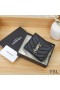 Yves Saint Laurent Monogram Flap Card Case In Grained Matelasse Leather Black/Gold