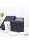 Yves Saint Laurent Monogram Flap Card Case In Grained Matelasse Leather Black