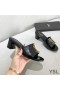 Yves Saint Laurent Monogram Heeled Slides In Alligator Embossed Leather Black