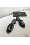 Yves Saint Laurent Monogram Heeled Slides In Calf Leather Black