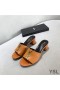 Yves Saint Laurent Monogram Heeled Slides In Calf Leather Brown