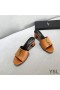 Yves Saint Laurent Monogram Heeled Slides In Calf Leather Brown