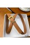 Yves Saint Laurent Monogram Narrow Belt With Square Buckle In Nappa Leather Brown/Gold