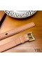 Yves Saint Laurent Monogram Narrow Belt With Square Buckle In Nappa Leather Brown/Gold