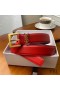 Yves Saint Laurent Monogram Narrow Belt With Square Buckle In Nappa Leather Red/Gold