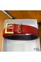 Yves Saint Laurent Monogram Narrow Belt With Square Buckle In Nappa Leather Red/Gold