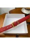 Yves Saint Laurent Monogram Narrow Belt With Square Buckle In Nappa Leather Red/Gold