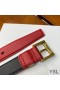 Yves Saint Laurent Monogram Narrow Belt With Square Buckle In Nappa Leather Red/Gold