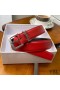 Yves Saint Laurent Monogram Narrow Belt With Square Buckle In Nappa Leather Red/Silver
