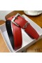 Yves Saint Laurent Monogram Narrow Belt With Square Buckle In Nappa Leather Red/Silver
