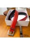 Yves Saint Laurent Monogram Narrow Belt With Square Buckle In Nappa Leather Red/Silver