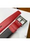 Yves Saint Laurent Monogram Narrow Belt With Square Buckle In Nappa Leather Red/Silver