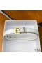 Yves Saint Laurent Monogram Narrow Belt With Square Buckle In Nappa Leather White/Gold
