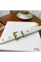 Yves Saint Laurent Monogram Narrow Belt With Square Buckle In Nappa Leather White/Gold