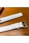 Yves Saint Laurent Monogram Narrow Belt With Square Buckle In Nappa Leather White/Silver