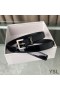 Yves Saint Laurent Monogram Narrow Belt With Square Buckle In Patent Leather Black/Silver