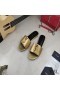 Yves Saint Laurent Monogram Slides In Calf Leather Gold