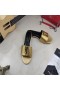 Yves Saint Laurent Monogram Slides In Calf Leather Gold