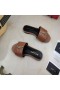 Yves Saint Laurent Monogram Slides In Matelasse Leather Brown