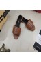 Yves Saint Laurent Monogram Slides In Matelasse Leather Brown