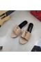 Yves Saint Laurent Monogram Slides In Patent Leather Beige
