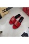 Yves Saint Laurent Monogram Slides In Patent Leather Red