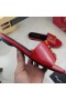 Yves Saint Laurent Monogram Slides In Patent Leather Red