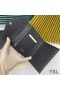 Yves Saint Laurent Monogram Trifold Card Case In Grained Matelasse Leather Black/Silver