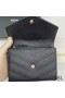Yves Saint Laurent Monogram Trifold Card Case In Grained Matelasse Leather Black