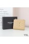 Yves Saint Laurent Monogram Zipped Bifold Card Case In Grained Matelasse Leather Apricot/Gold