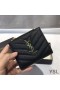 Yves Saint Laurent Monogram Zipped Bifold Card Case In Grained Matelasse Leather Black/Gold