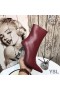 Yves Saint Laurent Opyum Ankle Boots In Smooth Leather With Black Heel Red